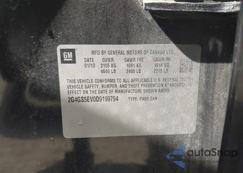 2013 Buick Regal Turbo - Premium 1 from USA, damaged, VIN 2G4GS5EV0D9199794